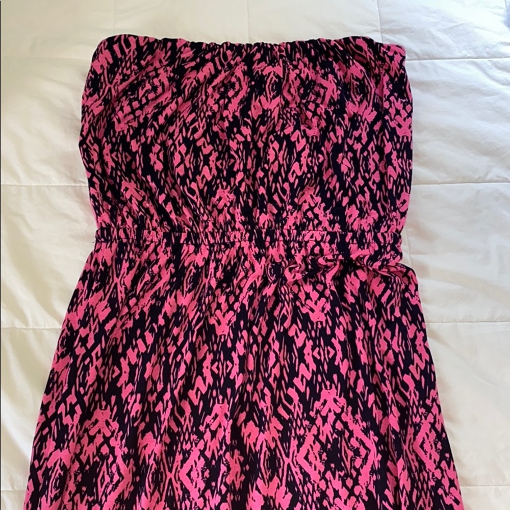 navy and pink maxi dress